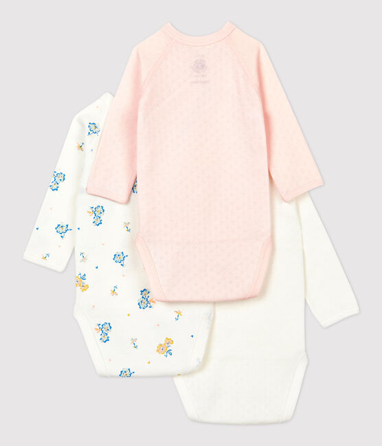 Babies' Long-Sleeved Wrapover Organic Cotton Bodysuits - 3-Pack variante 1